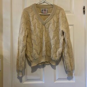 Vintage Brown Bison virgin wool cream knitted sweater ivory